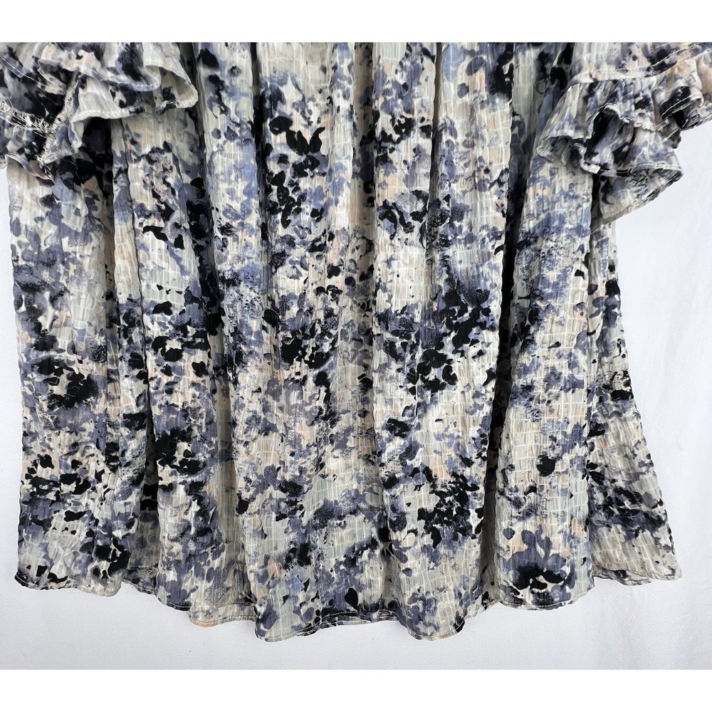 Rose + Olive 2X Floral Smocked Boho Blouse Ruffle Sleeve Cottagecore Peasant Top - Picture 5 of 11